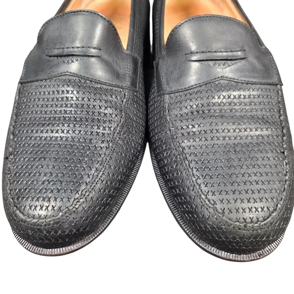 Martin Dingman Woven Leather‎ Dress Penny Loafer Shoes Men's 8.5 Black Designer